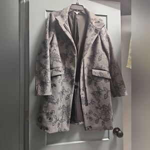 Grey and black medium floral coat